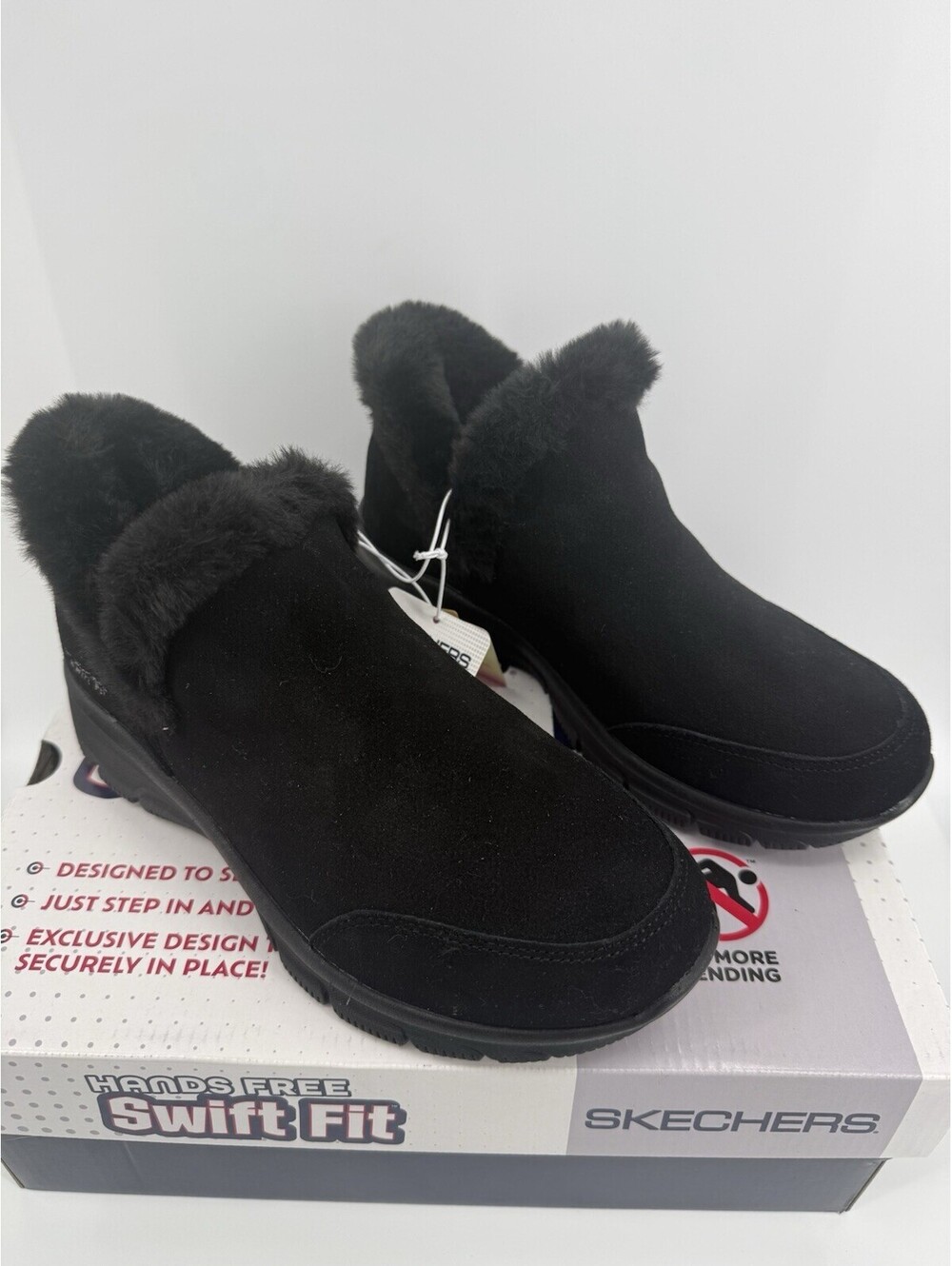 Skechers Women's Swift Fit Easy Going Vegan Suede Faux Fur Trimmed Boot Size 7